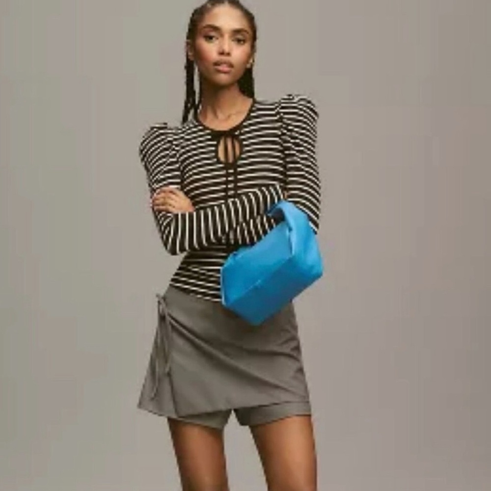 Anthropology Porridge blk/wht stripe top Medium